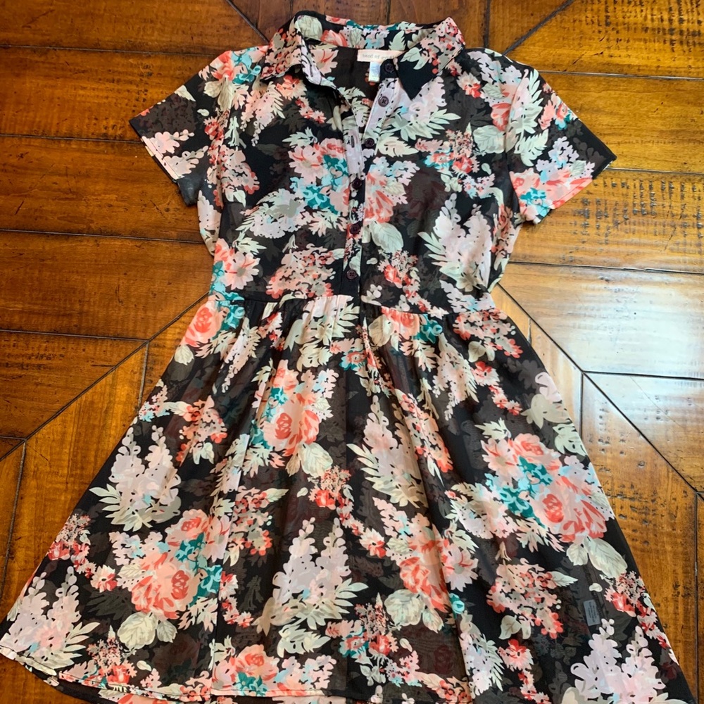 Flora Buttoned & Collared Dress- Urban Outfitters